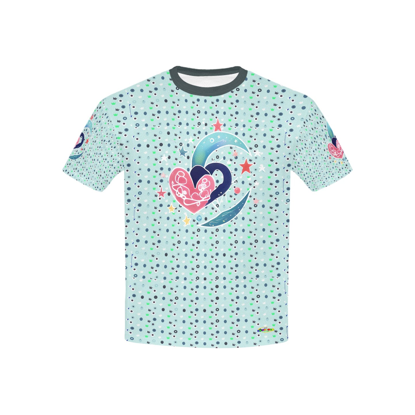 Teal Pastel Heart Pattern and Graphic Children's T shirt -My Bright Side Clothing