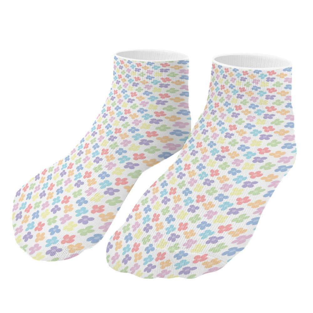 Cute Pastel Rainbow Tiny flowers Pattern Children's Comfortable Socks -5 Pairs -MyBrightSideClothing