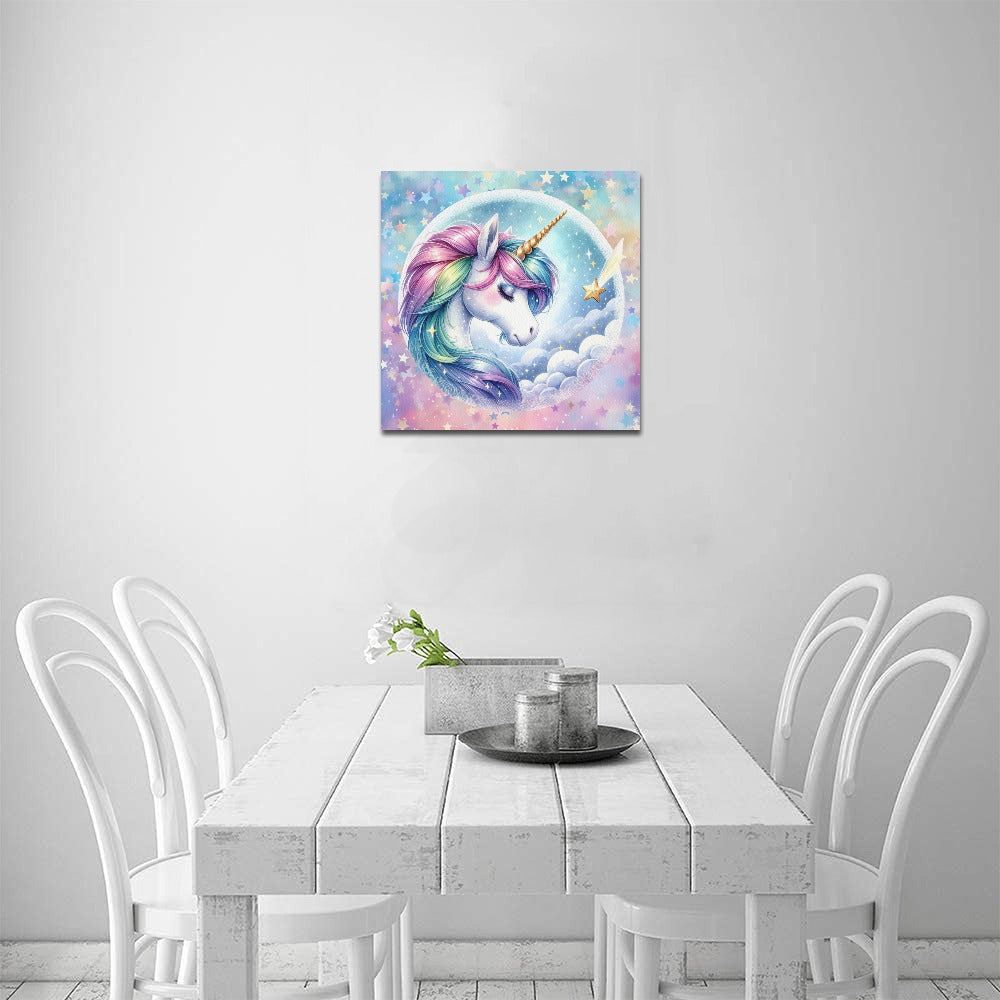 Beautiful Pastel Sleeping Unicorn graphic Canvas Print 16"x16"-My Bight Side Clothing