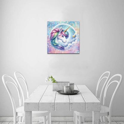 Beautiful Pastel Sleeping Unicorn graphic Canvas Print 16"x16"-My Bight Side Clothing