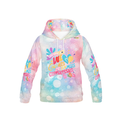 Beautiful Pastel Love and Compassion Message Pattern Children's Hoodie-My Bright Side Clothing