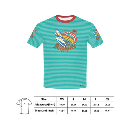 Teal Retro Riding the wave life logo Children's T-Shirt-My Bright Side Clothing