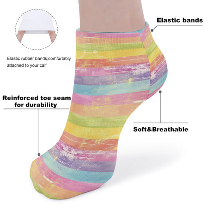 Grunge Pastel Strip Rainbow Pattern Children's Comfortable Socks -5 Pairs -MyBrightSideClothing