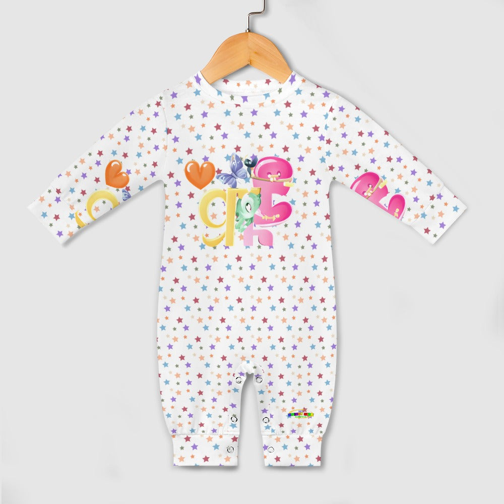 Cute Pastel Star Rainbow Maze Pattern Baby Romper  -My Bright Side Clothing