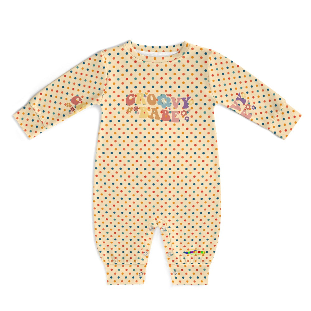 Cute Groovy Babe  Retro Polkadot Pattern and Logo Baby Romper -My Bright Side Clothing