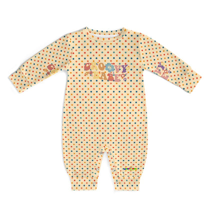 Cute Groovy Babe  Retro Polkadot Pattern and Logo Baby Romper -My Bright Side Clothing