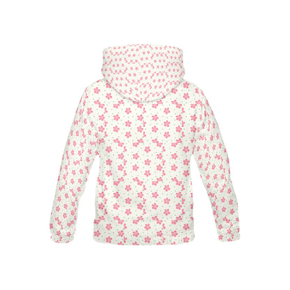 White and Pink mini Flower pattern Children's Hoodie-My Bright Side Clothing