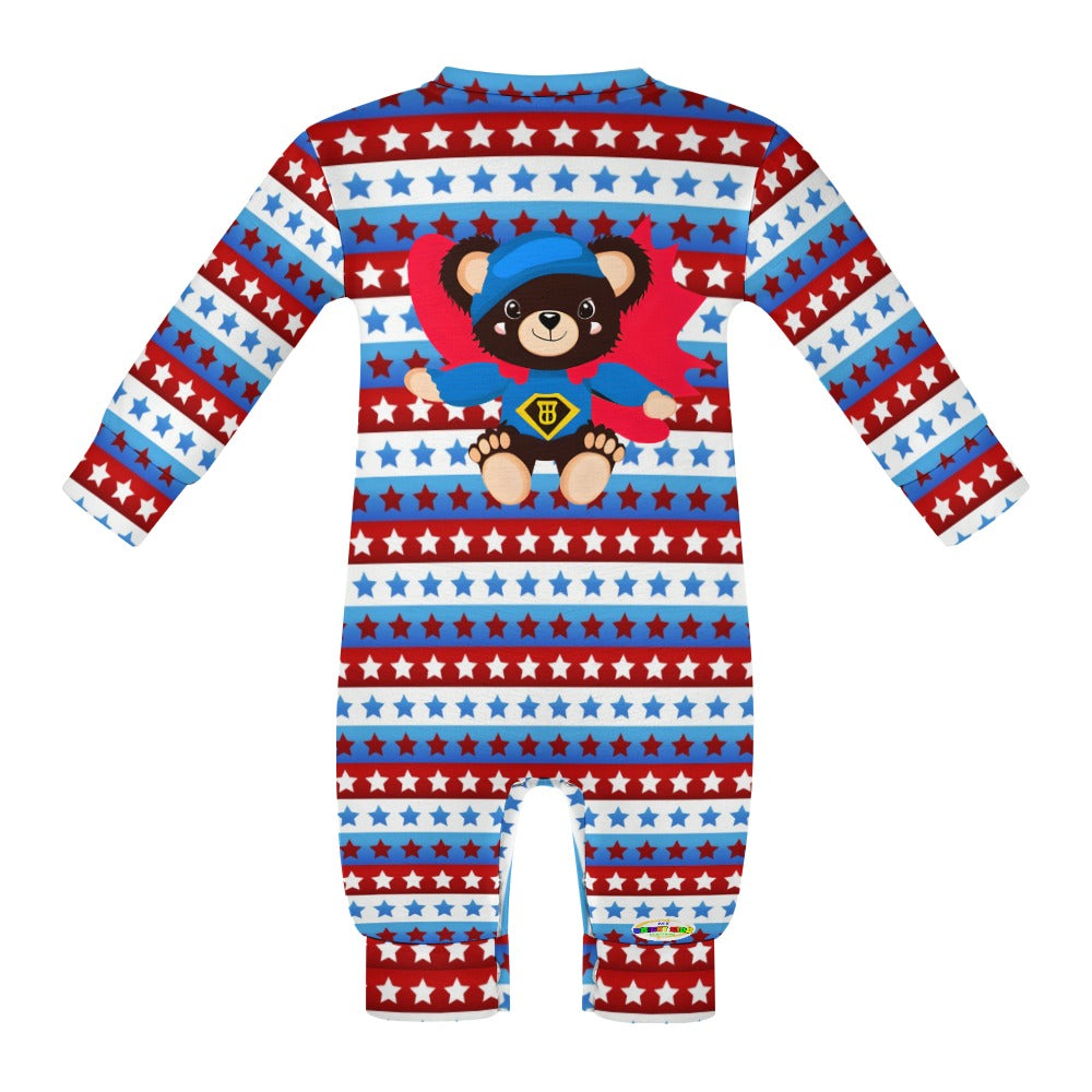 Cute Teddy Bear Superhero Theme Baby Romper-My Bright Side Clothing