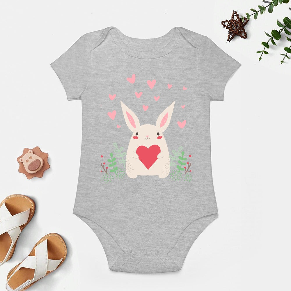 Cute Bunny & Hearts Short -Sleeve Baby's Bodysuit - My Bright side Clothing