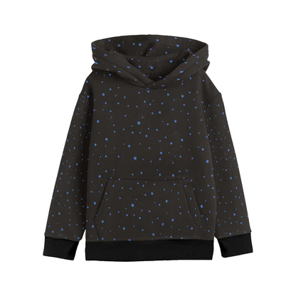 Toddler Long Sleeve Hoodie black With Blue Spots