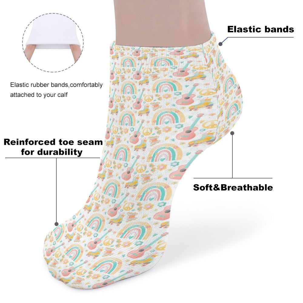 Groovy Rainbow Rainbow Music Pattern Children's Comfortable Socks -5 Pairs -MyBrightSideClothing