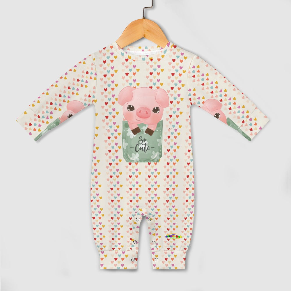 Cute Baby Piglet Pocket Animal Friend Baby Romper-My Bright Side Clothing