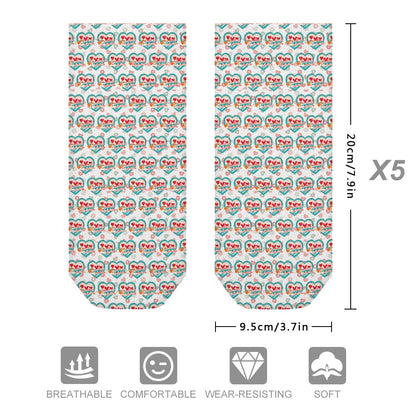 Retro Heart Pattern Children's Comfortable Socks -5 Pairs -MyBrightSideClothing