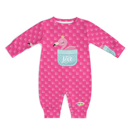 Cute Love Baby Flamingo Pocket Friend Baby Romper-My Bright Side Clothing