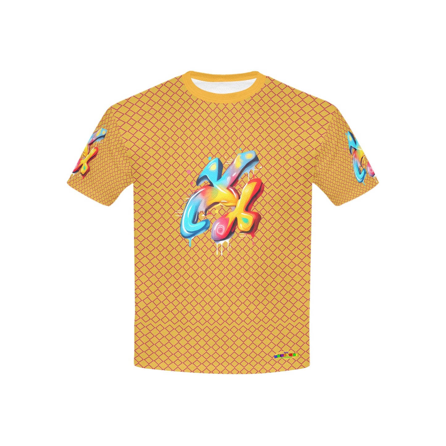 Orange Fun Alphabet Graffiti Pattern Children's T-shirt-My Bright Side Clothing