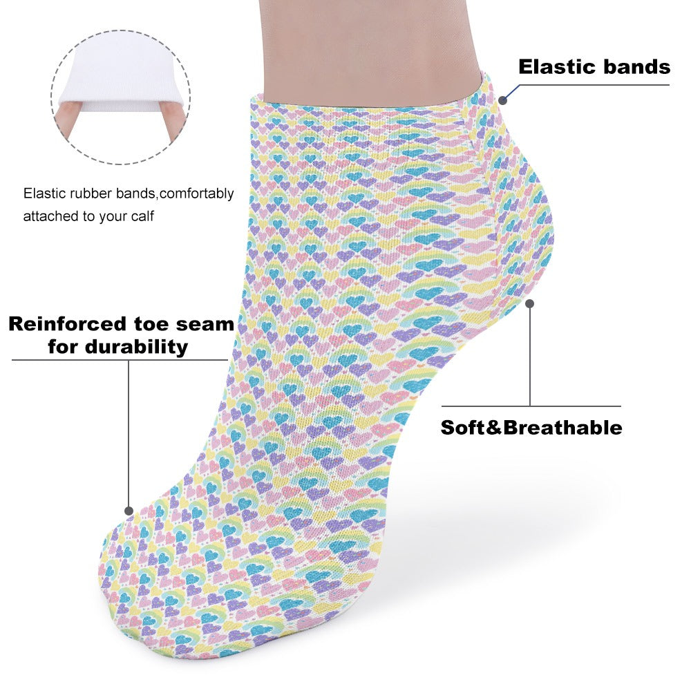 Pastel Rainbow Heart Pattern Children's Comfortable Socks -5 Pairs -MyBrightSideClothing