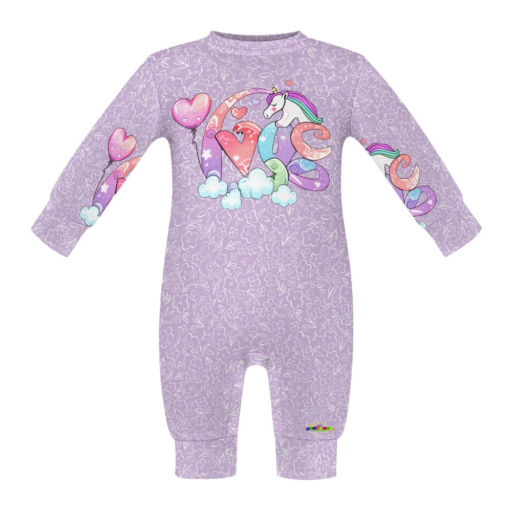 Cute Pastel Purple Unicorn Love Baby Romper-mybrightsideclothing.com