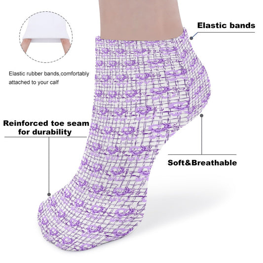 Purple heart and stripes Pattern Children's Comfortable Socks -5 Pairs -MyBrightSideClothing