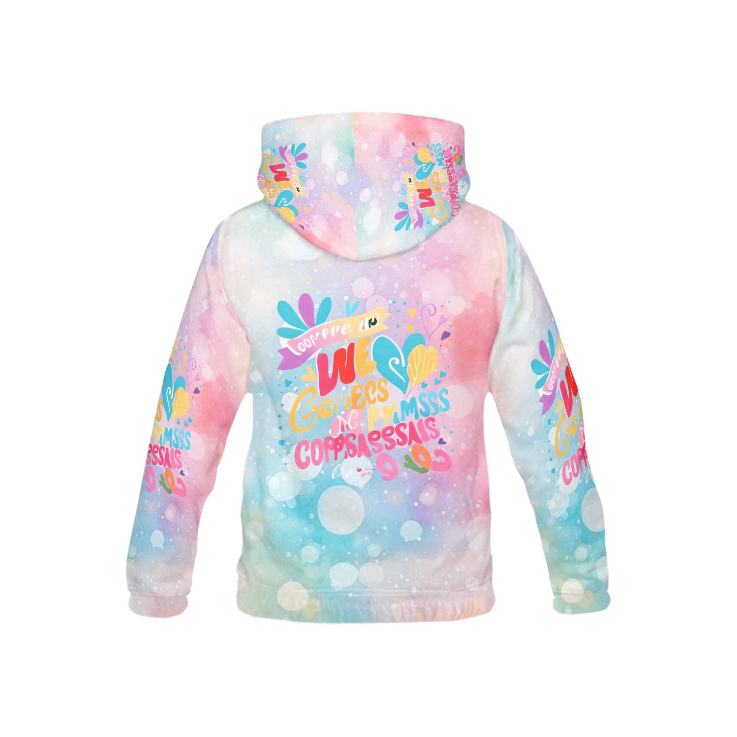 Beautiful Pastel Love and Compassion Message Pattern Children's Hoodie-My Bright Side Clothing