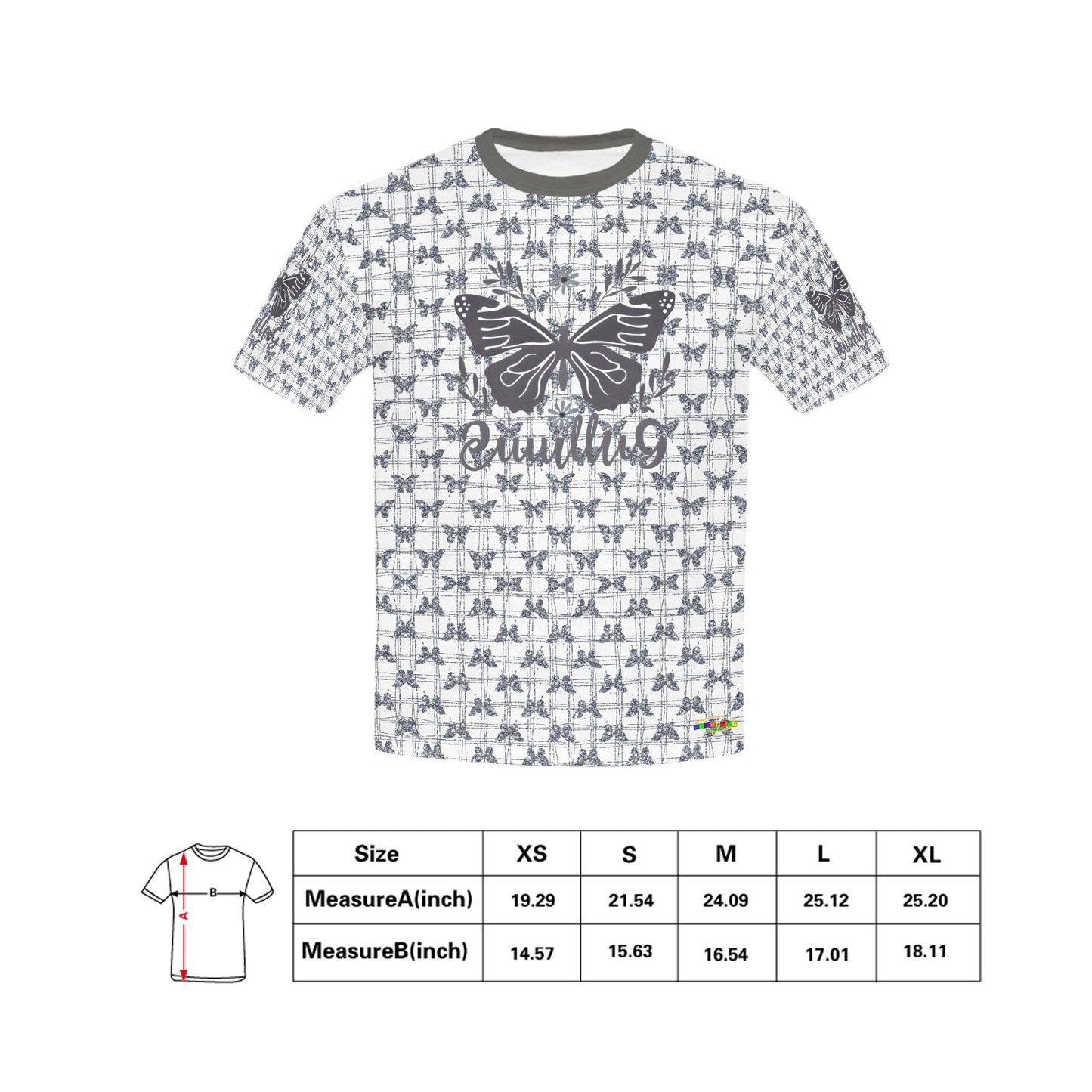 Beautiful Grey Butterfly Graphic and Pattern Children's T-shirt-My Bright S|ode Clothing