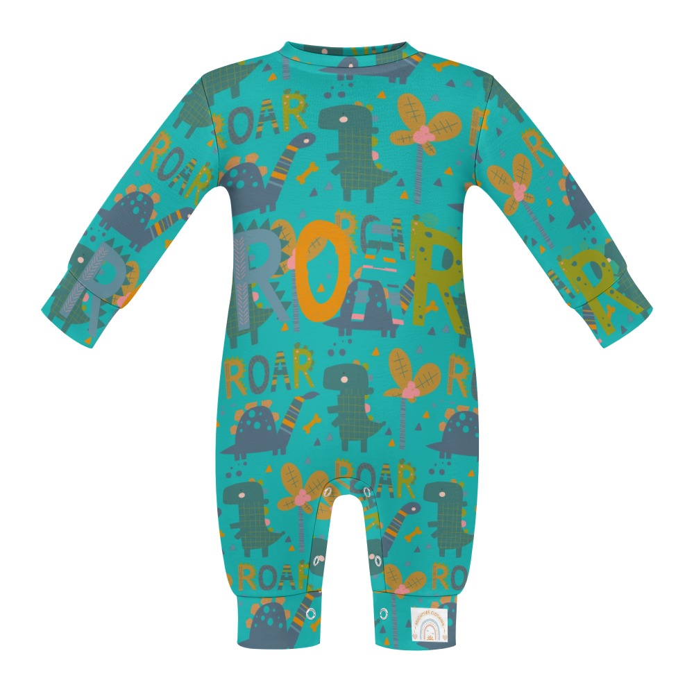 Cute Green Dinosaur Roar Baby Romper - Brightside Clothing