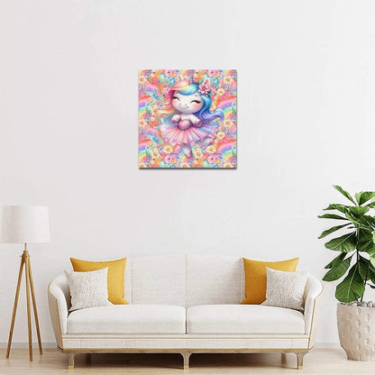 Cute colourful Flower Rainbow Baby Ballerina Unicorn graphic Canvas Print 16"x16"-My Bight Side Clothing