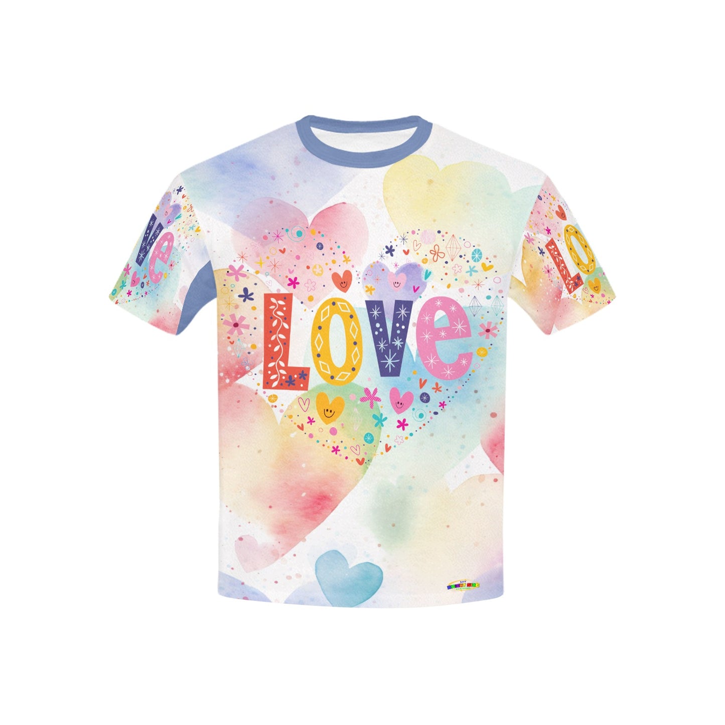 Beautiful Pastel Love and Compassion Message Pattern Children's T-shirt-My Bright Side Clothing