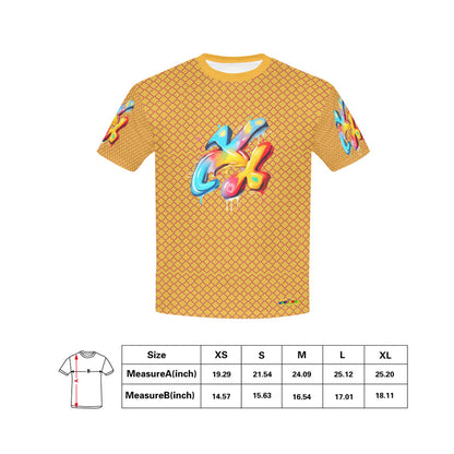 Orange Fun Alphabet Graffiti Pattern Children's T-shirt-My Bright Side Clothing