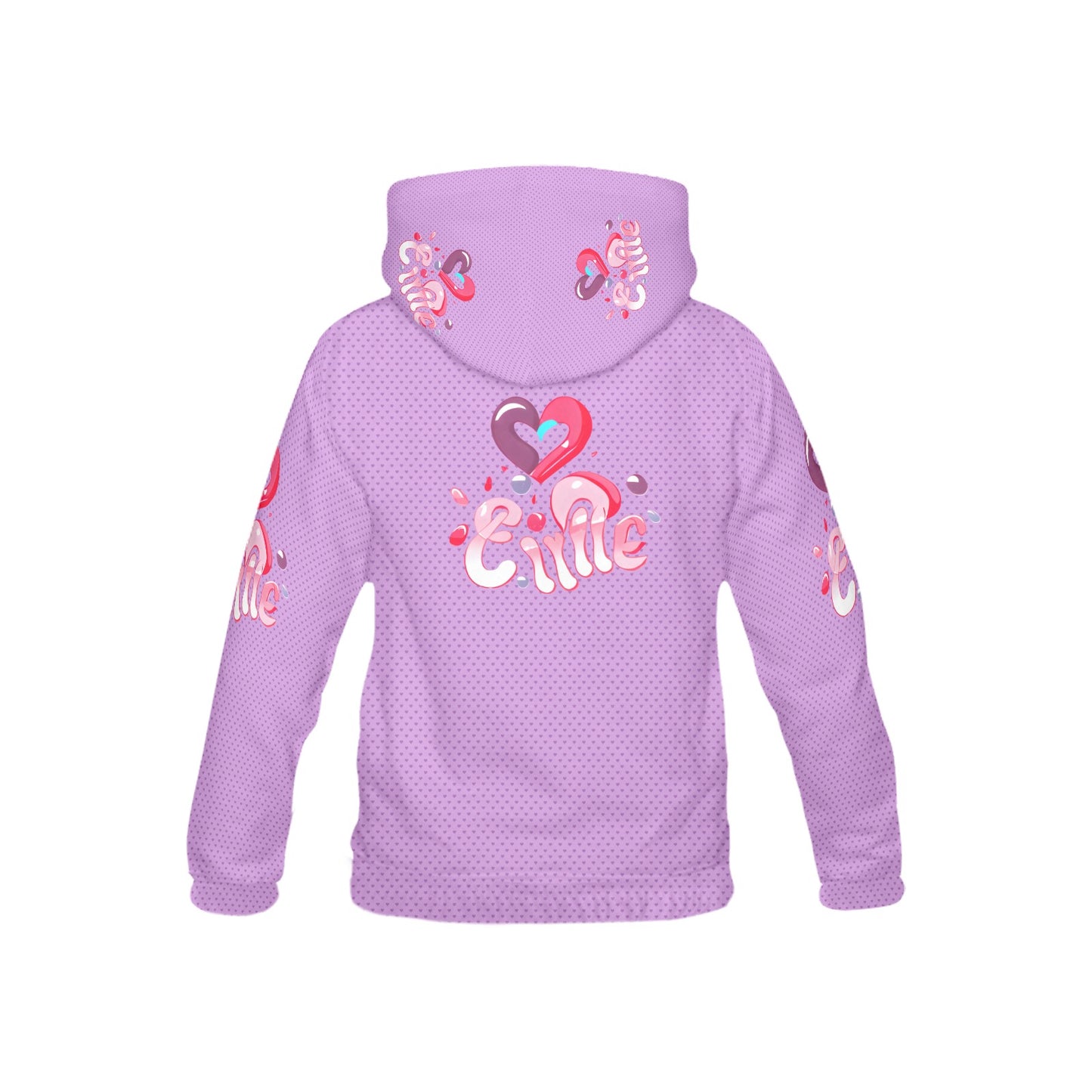 Pastel Purple Heart Pattern and Graphic Children's Hoodie-My Bright Side Clothing