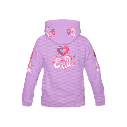 Pastel Purple Heart Pattern and Graphic Children's Hoodie-My Bright Side Clothing