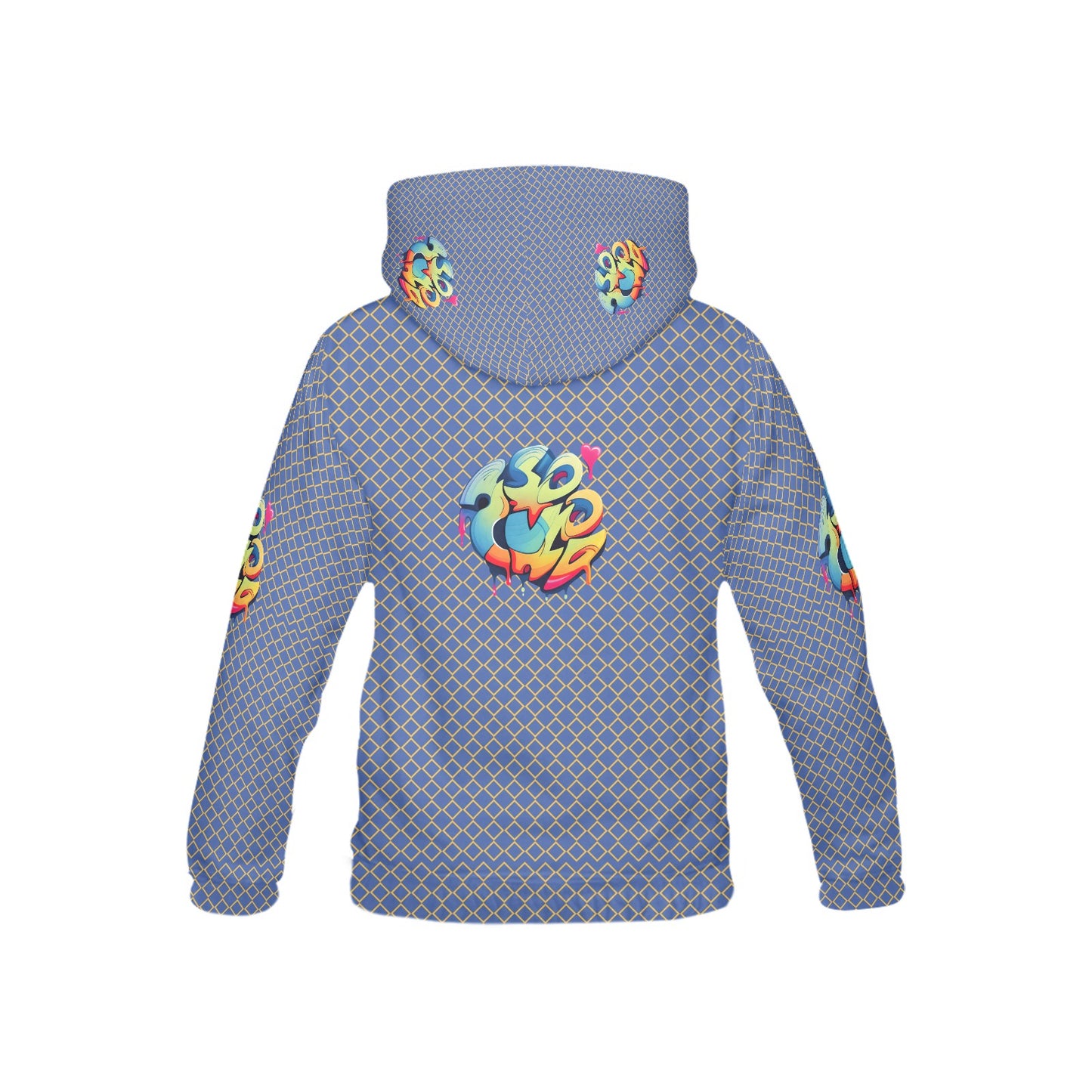 Navy Blue Fun Alphabet Graffiti Pattern Children's Hoodie-My Bright Side Clothing