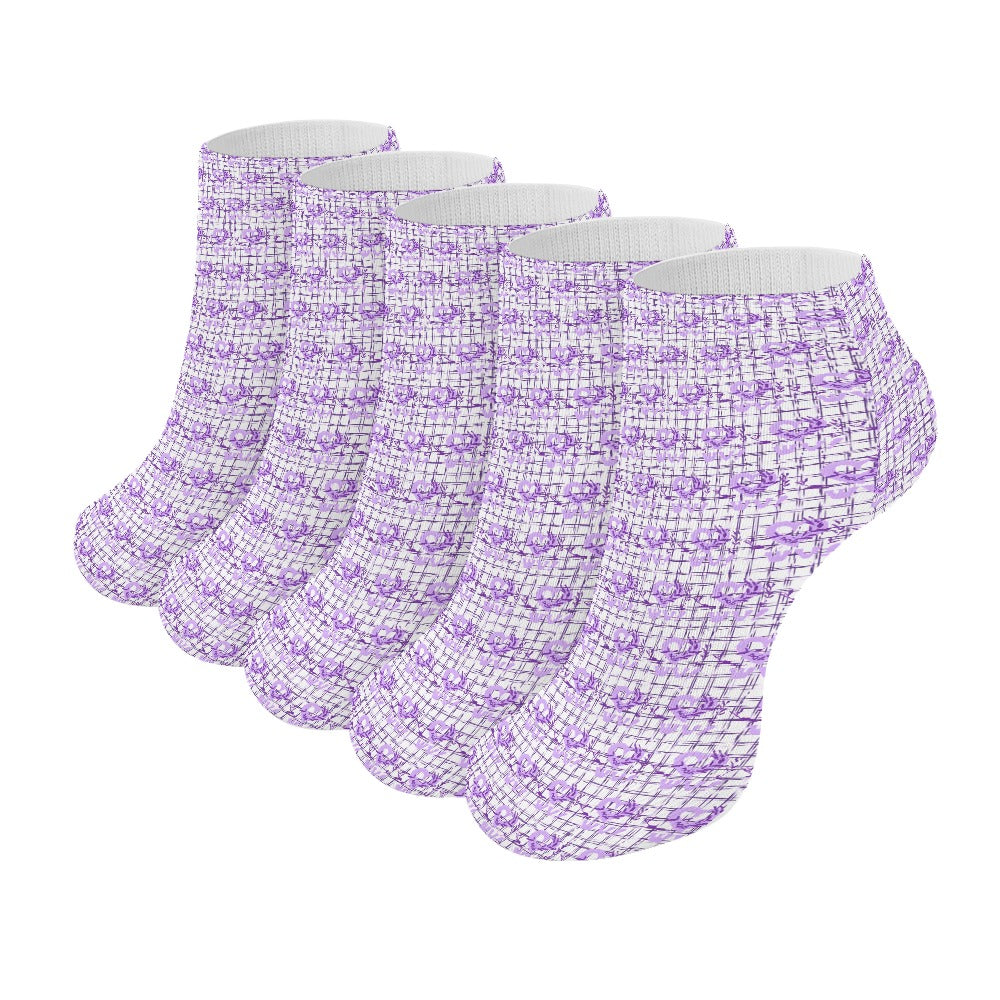 Purple heart and stripes Pattern Children's Comfortable Socks -5 Pairs -MyBrightSideClothing