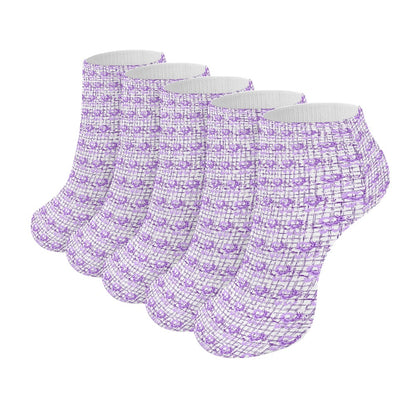 Purple heart and stripes Pattern Children's Comfortable Socks -5 Pairs -MyBrightSideClothing