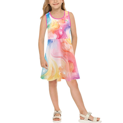 Beautiful Rainbow Pastel Swirls Children's Sleeveless Sundress  -My Bright Side Clothing