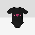 Organic Short Sleeve Baby Bodysuit Hugs & Kisses, Hearts Pink