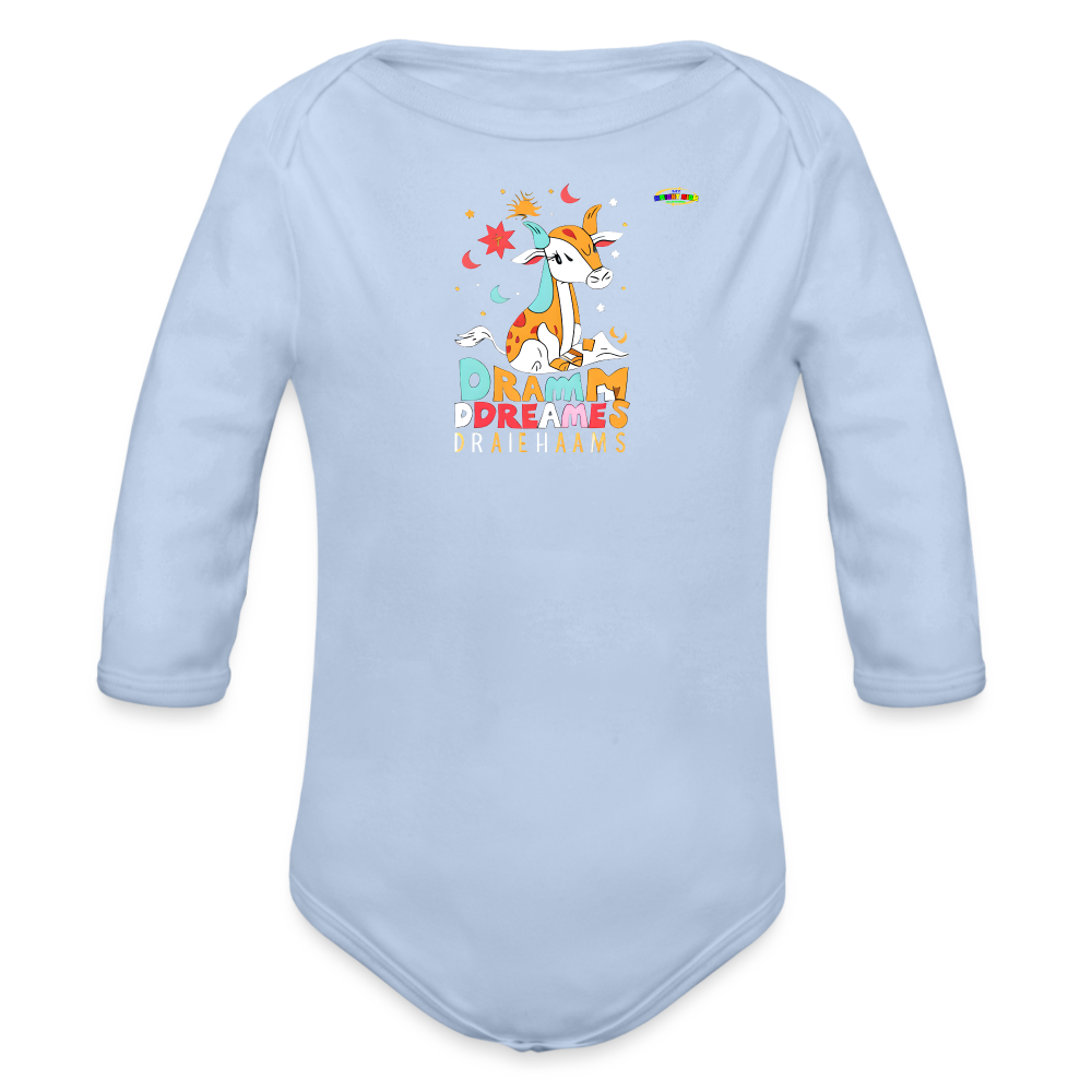 Cute Sweet Dreams Baby Deer Logo Organic Long Sleeve Baby Bodysuit-MyBrightSideClothing - sky