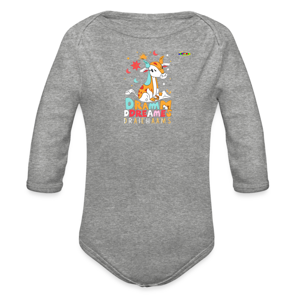 Cute Sweet Dreams Baby Deer Logo Organic Long Sleeve Baby Bodysuit-MyBrightSideClothing - heather grey