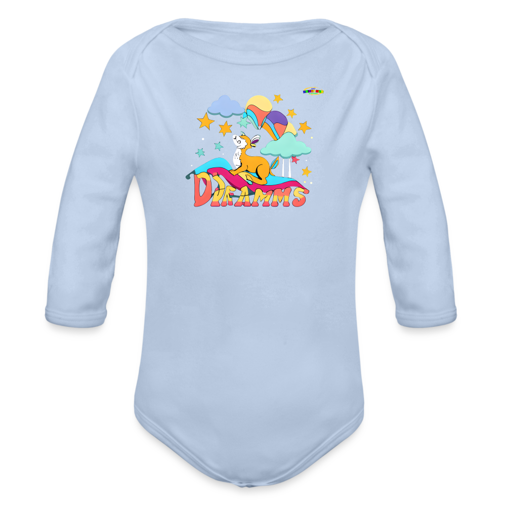 Cute Sweet Dreams Deer Logo Organic Long Sleeve Baby Bodysuit-MyBrightSideClothing - sky