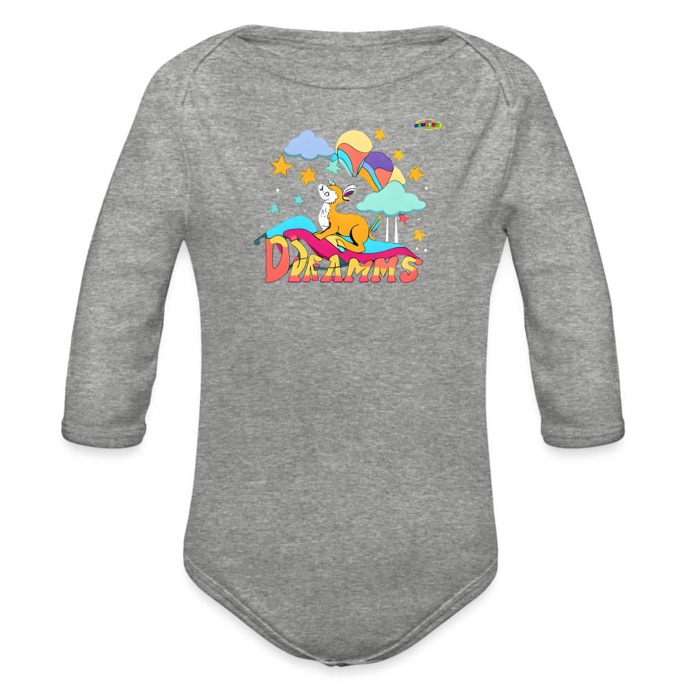 Cute Sweet Dreams Deer Logo Organic Long Sleeve Baby Bodysuit-MyBrightSideClothing - heather grey