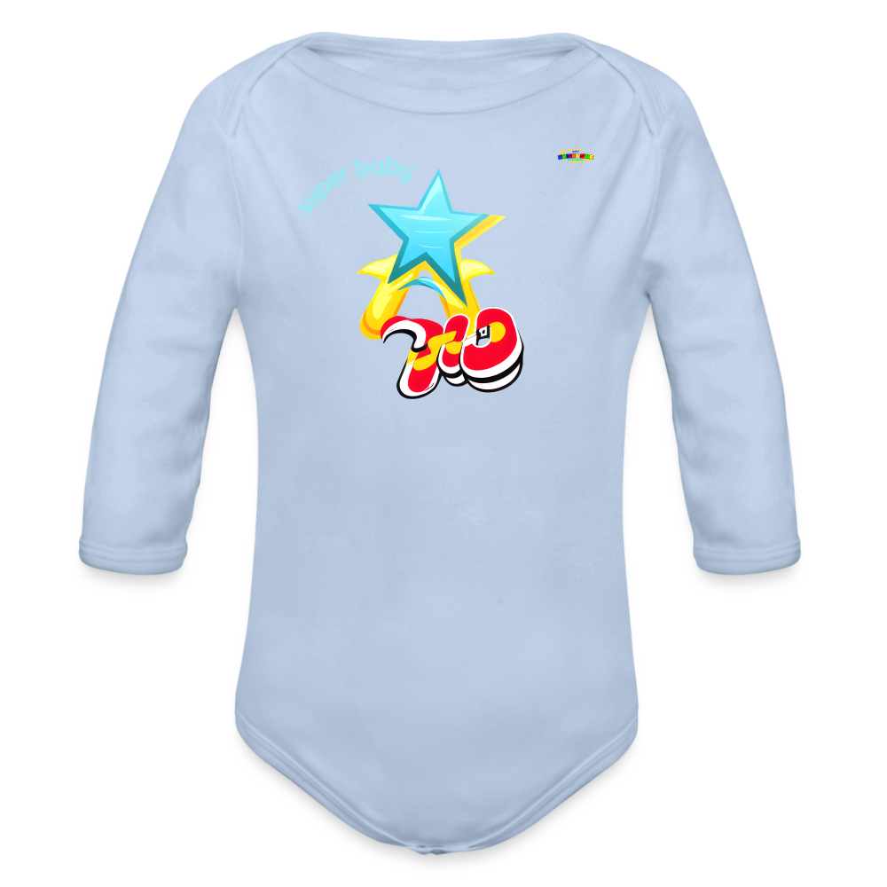 Super Baby Star Logo Organic Long Sleeve Baby Bodysuit-Mybrightsideclothing - sky