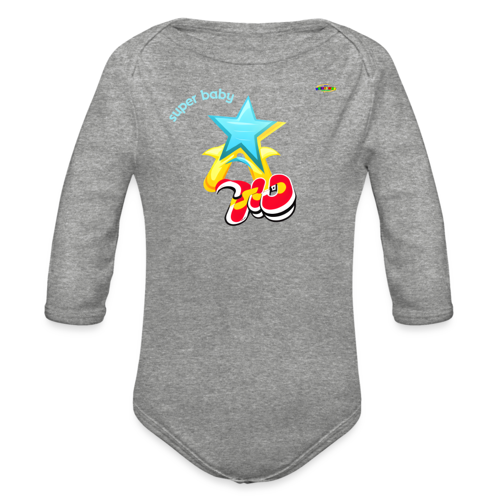 Super Baby Star Logo Organic Long Sleeve Baby Bodysuit-Mybrightsideclothing - heather grey