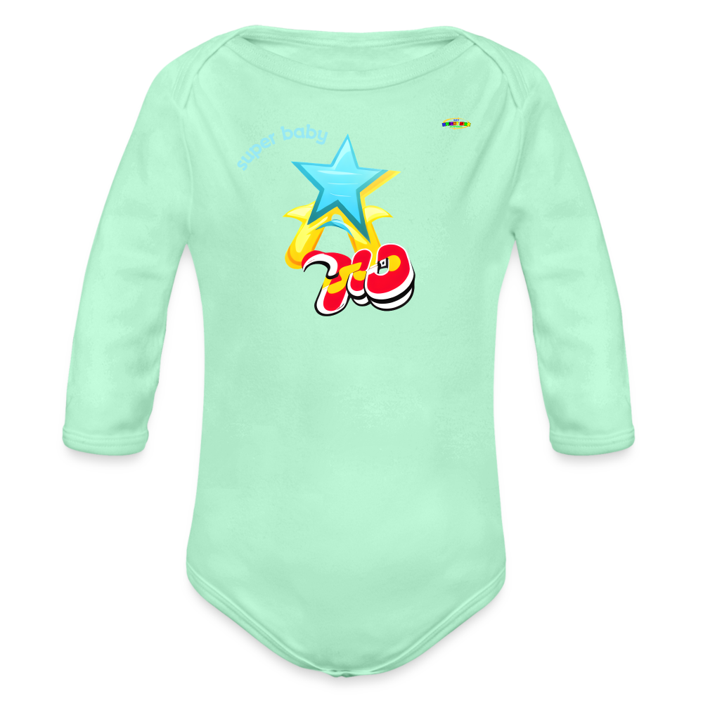 Super Baby Star Logo Organic Long Sleeve Baby Bodysuit-Mybrightsideclothing - light mint