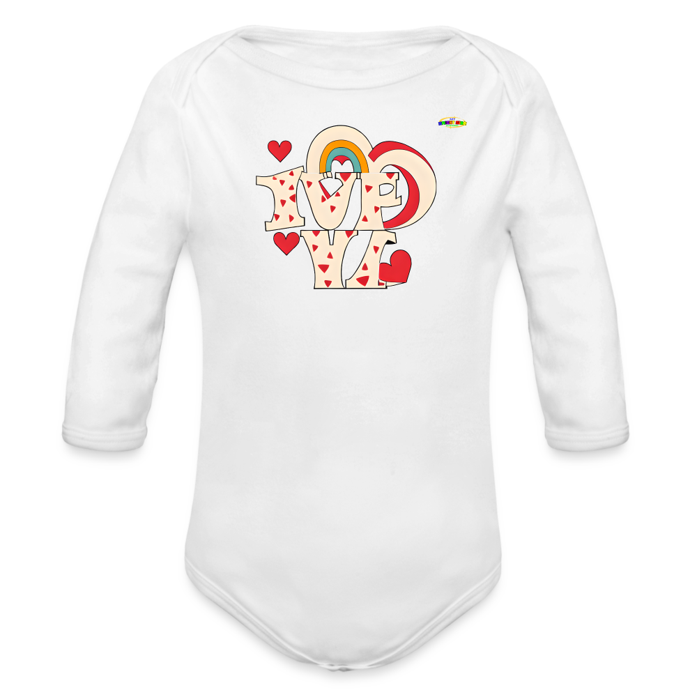 Here to Love Logo Organic Long Sleeve Baby Bodysuit-Mybrightsideclothing - white