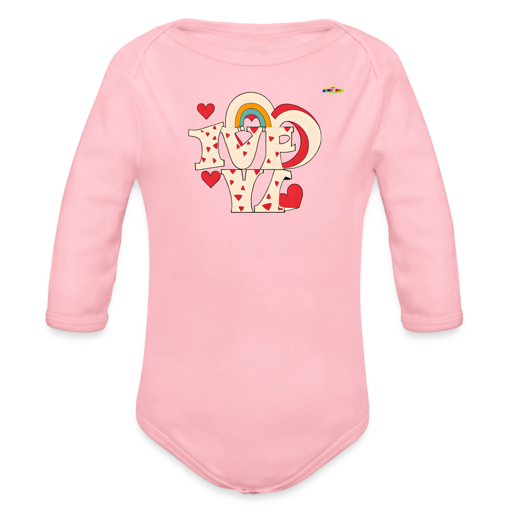 Here to Love Logo Organic Long Sleeve Baby Bodysuit-Mybrightsideclothing - light pink