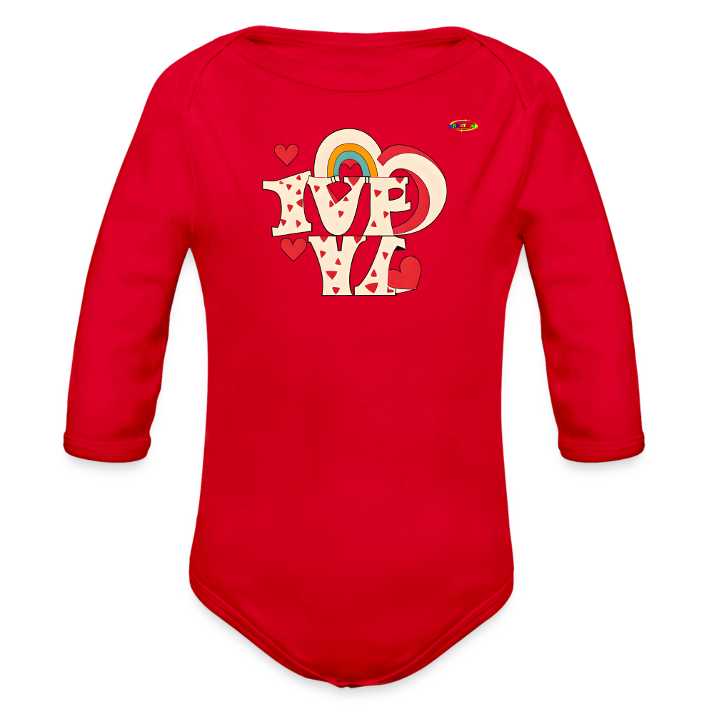 Here to Love Logo Organic Long Sleeve Baby Bodysuit-Mybrightsideclothing - red