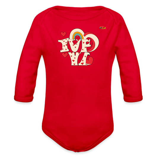 Here to Love Logo Organic Long Sleeve Baby Bodysuit-Mybrightsideclothing - red