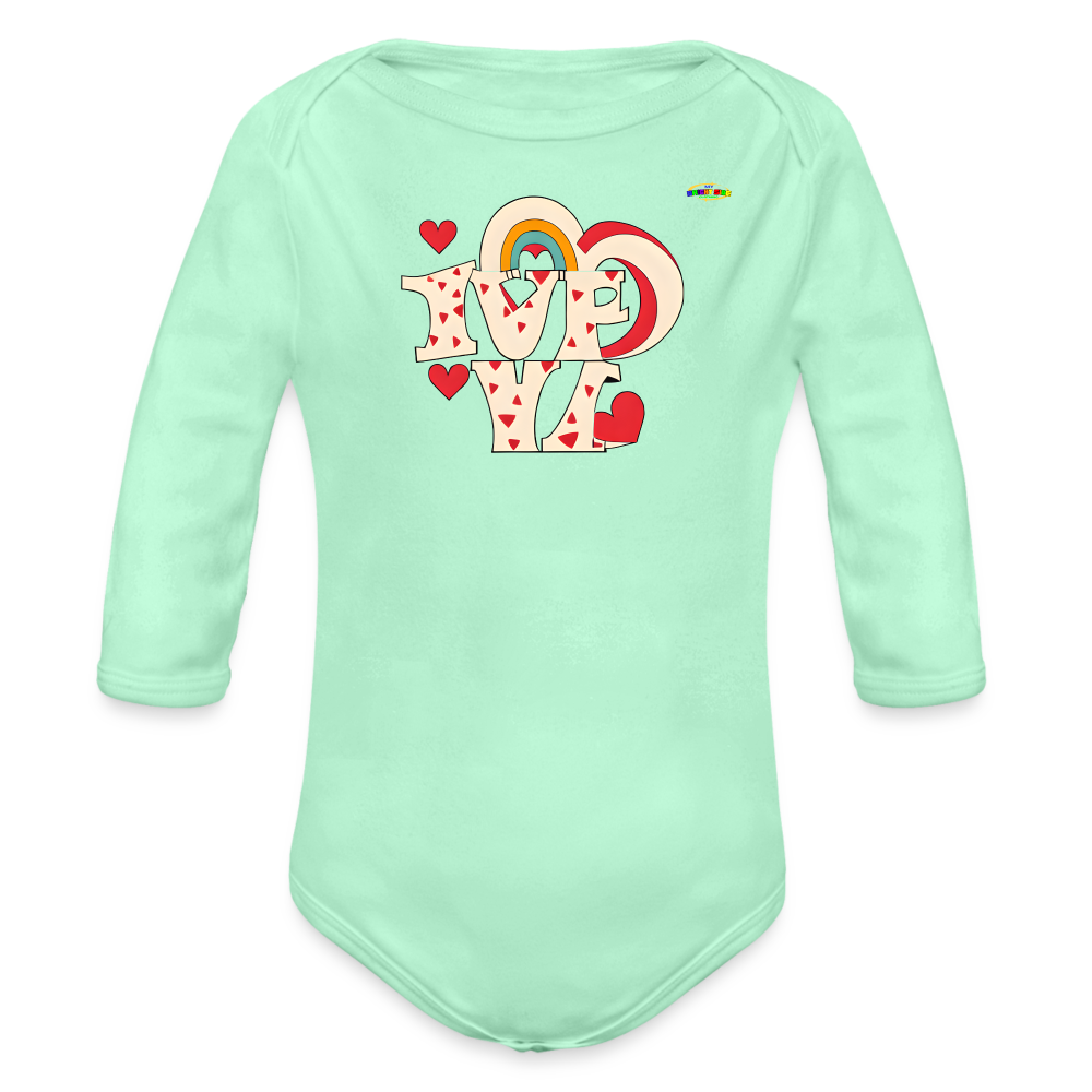 Here to Love Logo Organic Long Sleeve Baby Bodysuit-Mybrightsideclothing - light mint