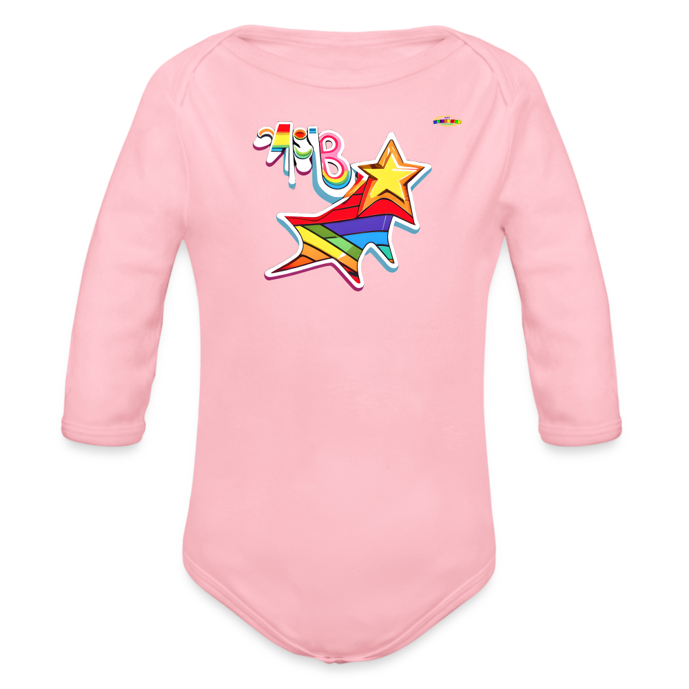 Cute Super Baby Organic Long Sleeve Baby Bodysuit- -MyBrightSideClothing - light pink