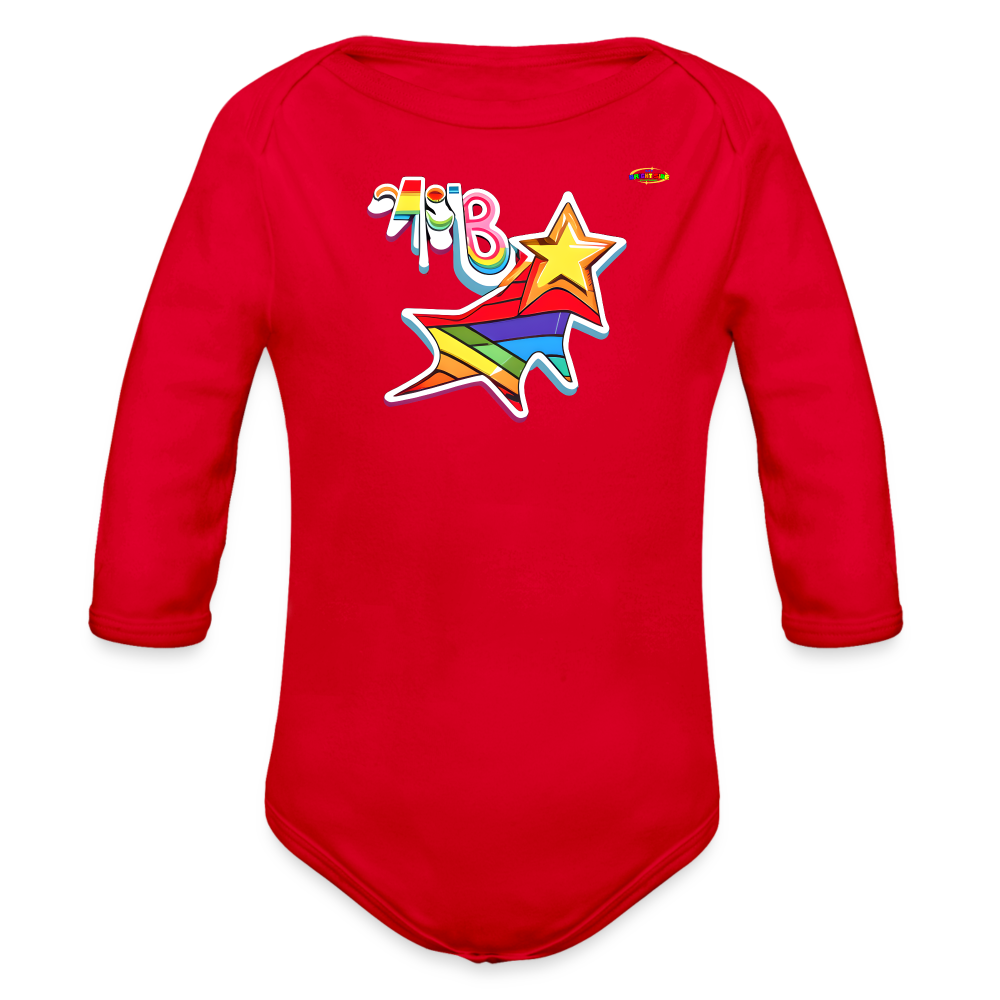 Cute Super Baby Organic Long Sleeve Baby Bodysuit- -MyBrightSideClothing - red