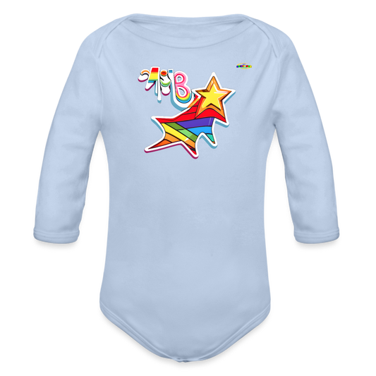 Cute Super Baby Organic Long Sleeve Baby Bodysuit- -MyBrightSideClothing - sky